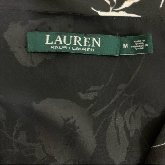 Lauren Ralph Lauren Womens Braedyn Black Floral Daytime Party Dress Size Medium - Picture 8 of 10